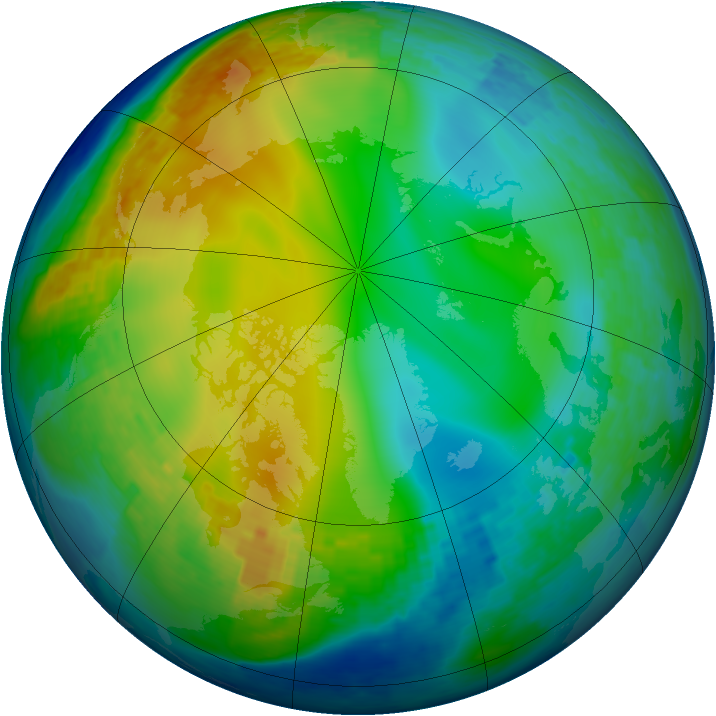 Arctic ozone map for 21 December 2003